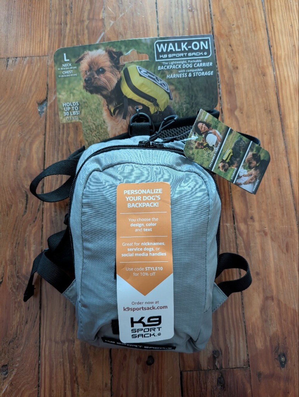 K9 Sport Sack Walk-On Backpack Dog Carrier - Light Gray Brand New Sz L